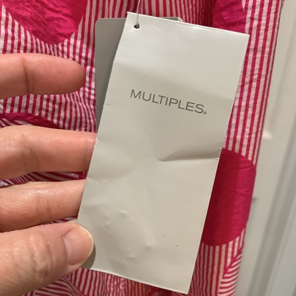 Multiples sz M pink and white patterned button down top NWT - Picture 8 of 10